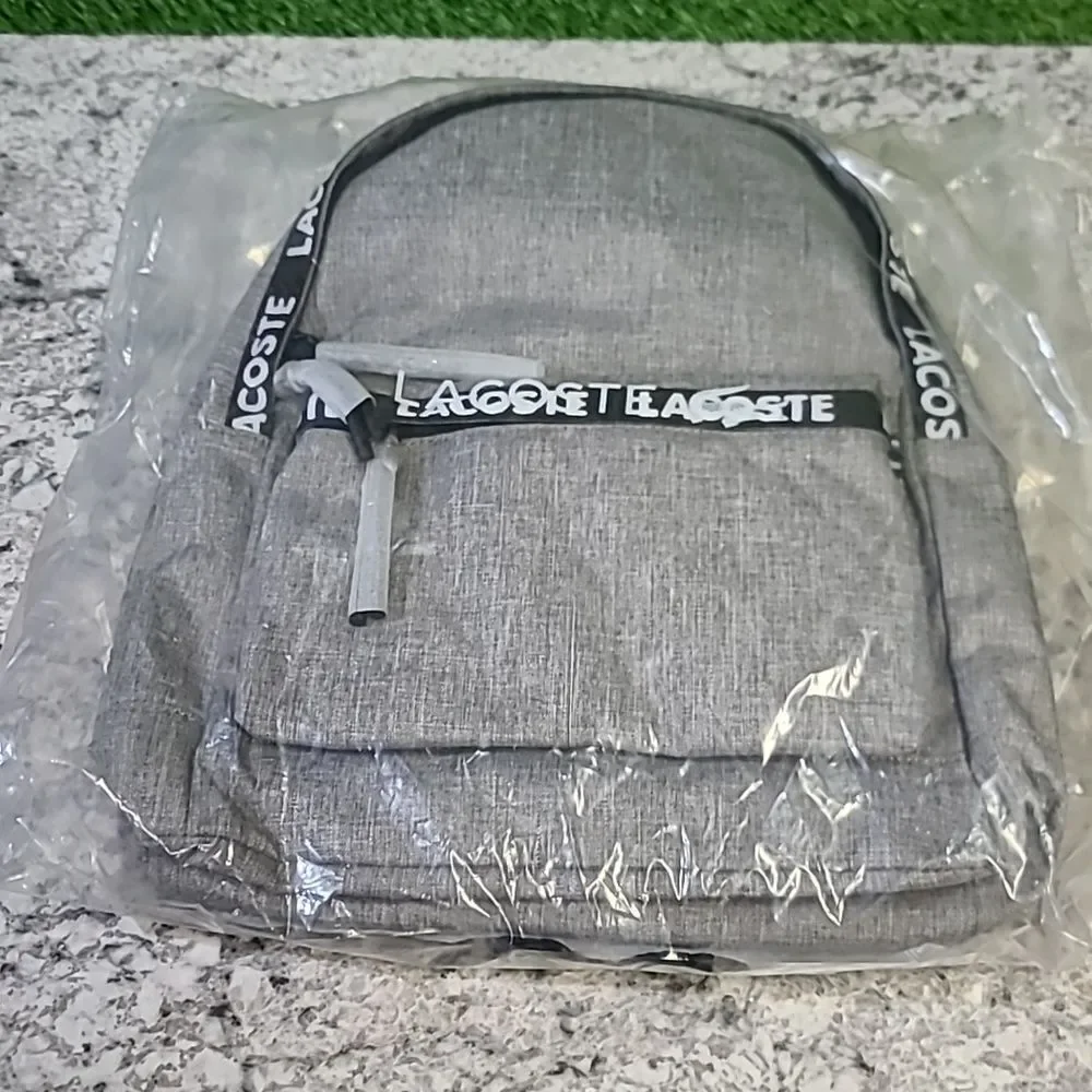 Lacoste Men's Neocroc Laptop Pocket Backpack, Tape Grey Chine